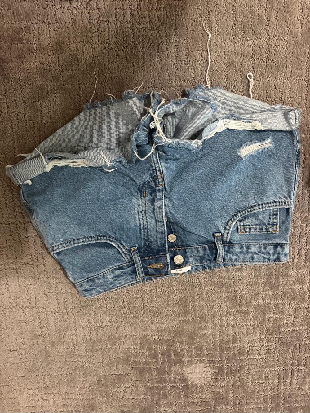 Forever 21 Light Blue Distressed Denim Cutoff Shorts